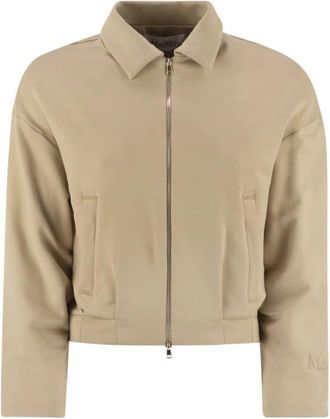 Max Mara Jassen, Dames, Beige, S, Katoen, Argenta Zip-Up Jas