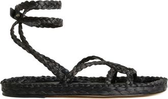 Alanui A Love Letter To India woven leather sandals - women - Leather/Leather/Rayon - 38 - Black