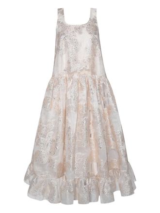 Anouki embroidered sleeveless midi dress - Neutrals