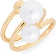 Nordstrom Rack Faux Pearl Coiled Wrap Ring in White- Gold at Nordstrom Rack, Size 7