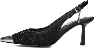 Steve Madden Schoenen, Dames, Zwart, 41 EU, Leer, Zwarte Glitter Slingback Schoenen
