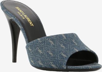 Saint Laurent Denim-Pantoletten La 16 Cassandre 95