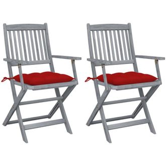 vidaXL Vidaxl Sillas De Jard&iacute;n Plegables 2 Uds Cojines Madera Maciza Acacia