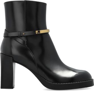 Tod's Gehakte enkellaarzen - Dames - Laarzen met Hak - Zwart - 39 EU - Leer - Schoenen