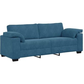 vidaXL Divano a 3 Posti Blu 178 cm in Velluto Vidaxl