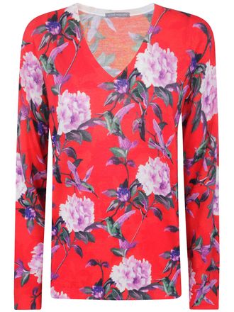 In Bed With You Printed V-Neck Jumper Flower