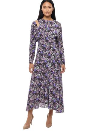Isabel Marant Purple Floral Crew Neck Midi Dress
