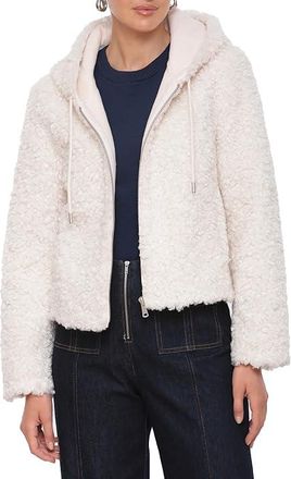 Avec Les Filles Faux Shearling Hoodie Jacket Womens Coat White : SM, Polyester
