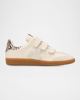 Isabel Marant Beth Mixed Leather Grip-Strap Sneakers
