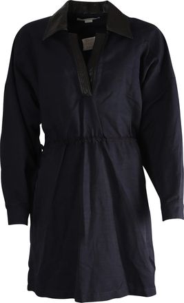 Stella McCartney Stella McCartney jurk met kraag van imitatieleer in marineblauwe polyamide
