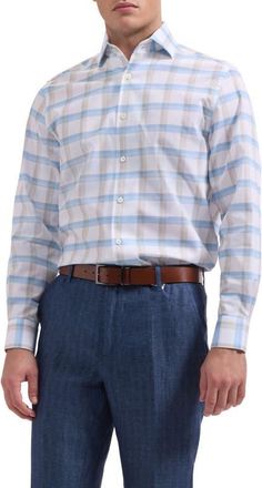 Bugatchi Alvin Trim Fit Plais Cotton Button-Up Shirt in Almond at Nordstrom, Size Xxx-Large