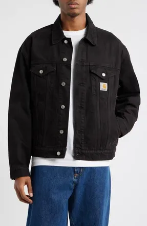 Carhartt Work in Progress Everson Denim Trucker Jacket in Everson Black Palisander at Nordstrom, Size Large