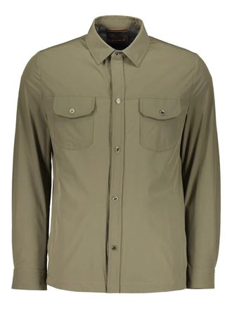 Moorer Shirtjack met klassieke kraag en zakken - Groen