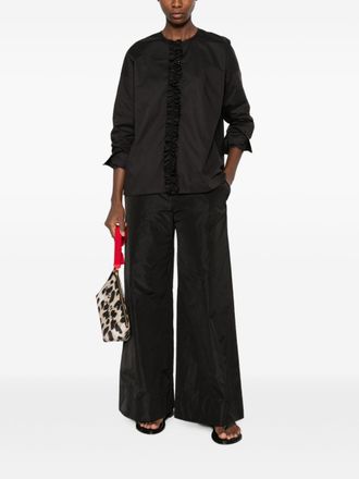 Susanne Bommer Ruffled Cotton Blouse - Black
