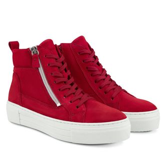LaShoe Damen High Top Sneaker mit Zipper Rot 36