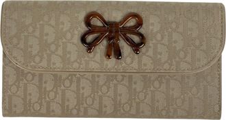 Dior Trotter Beige Canvas Leather Long Wallet (Bi-Fold) (Pre-Owned)
