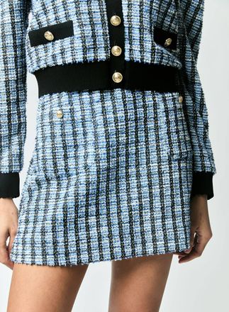 Derek Lam Womens Alira Stretch Tweed Mini Skirt In Blue Multi
