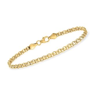 RS Pure by Ross-Simons Italian 14kt Yellow Gold Bismark-Link Bracelet