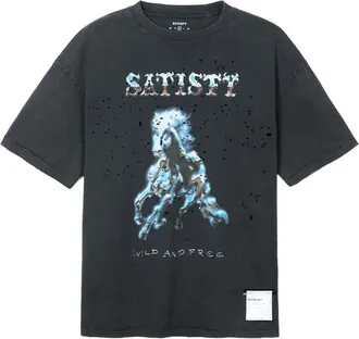 SATISFY Graphic-print Distressed-effect T-shirt