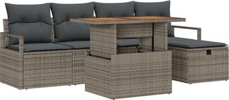 vidaXL Vidaxl - Garden Sofa Set with Cushion 6 pcs Grey Poly rattan