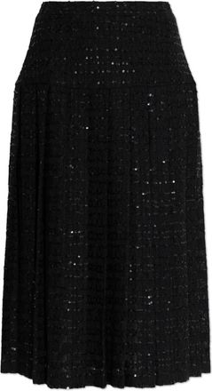 Alessandra Rich Slit Midi Rok - Dames - Midirokken - Zwart - 2XS - Katoen - Rokken
