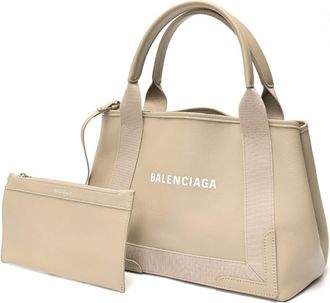 Balenciaga Beige Leather Pouch Tote Bag (Pre-Owned)