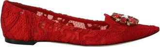 Dolce & Gabbana Flat Sandalen - Dames - Ballerinas - Rood - 37 1/2 EU - Katoen - Schoenen