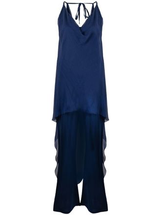 Alberta Ferretti sleeveless layered jumpsuit - women - Viscose - 48 - Blue