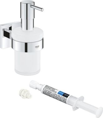 GROHE Dispensador De Jab&oacute;n Con Soporte Cromado Start Cube + Quickglue A1 Para Acceso Con Placa De Fijaci&oacute;n