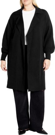 City Chic Elsie Longline Cardigan in Black at Nordstrom, Size Xs