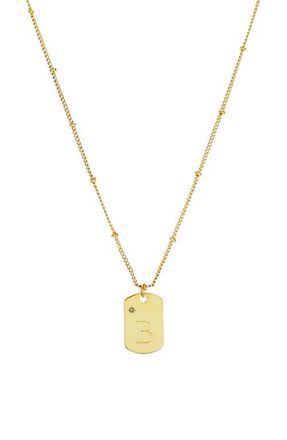Panacea Initial Tag Pendant Necklace in Gold-B at Nordstrom