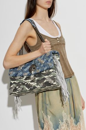 Kurt Geiger Shoulder Bag Kensington Crystals XXL, Womens, Blue