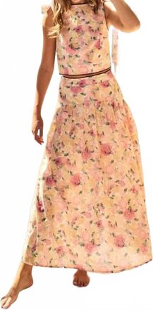 Lovlov Elegant Vintage Floral Top & Skirt Set In Pink