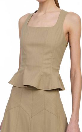 En Saison Arden Sleeveless Top In Taupe Ecru