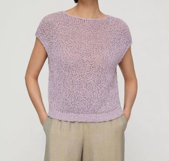 Lafayette 148 New York Cotton-Silk Loop Open Stitch Sweater In Lavender Tint
