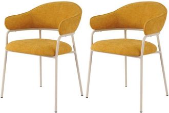 Mobili Rebecca Mobili Rebecca - Sillas Rebecca Mobili Piesang 82,5x57x56,5 Tela De Poli&eacute;ster Acero Amarillo Blanco Moderno Conjunto