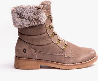 Hush Puppies Womens Hush Puppies FLORENCE Womens Leather Ankle Boots Taupe - Brown - Size: 6