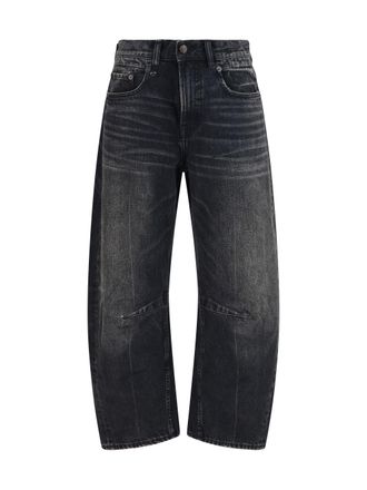 R13 Vintage-Effect Denim Jeans - Black