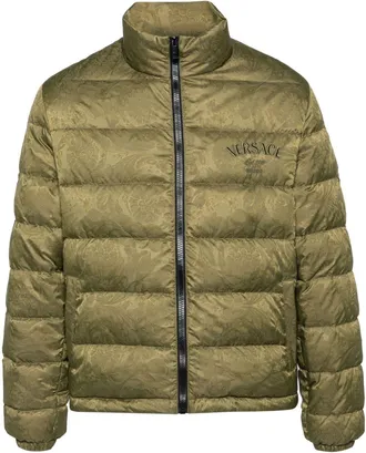 Versace Barocco-print padded jacket - men - Polyester/Polyester/Viscose/Polyamide/Cotton/Goose Down/Goose Feather - 52 - Green