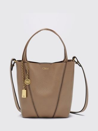 Chlo&eacute; Borsa a mano mini Spin in pelle di vitello a grana con anello