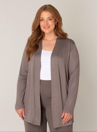 Base Level Curvy Strickjacke BASE LEVEL CURVY Ayla, Damen, Gr. 54/56, grau (taupe), Strick, Obermaterial: 94% Viskose, 6% Elasthan, unifarben, figurumspielend ca. Mitt