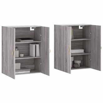 Berkfield Home Wall Mounted Cabinets 2 pcs Grey Sonoma 69.5x34x90 cm