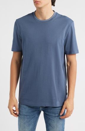 BOSS Thompson Tipped Cotton Blend T-Shirt in Open Blue at Nordstrom, Size Xx-Large