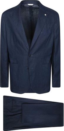 Manuel Ritz Abito Monopetto Lino - Heren - Business pakken - Blauw - 2XL - Linnen - Kostuums