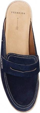 FRANKiE4 Womens Arlie Loafer Mule In Navy Suede