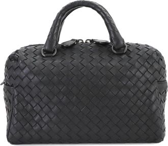 Bottega Veneta Black Intrecciato Boston Bag (Pre-Owned)