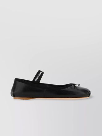 Miu Miu leather ballerinas with round toe and bow