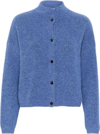 Gestuz Blauwe Alphagz Korte Cardigan Jas - Dames - Vesten - Blauw - S - Wol - Truien & Vesten