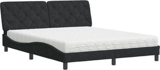 vidaXL Vidaxl - Cama Con Colch&oacute;n Terciopelo Negro 160x200 Cm