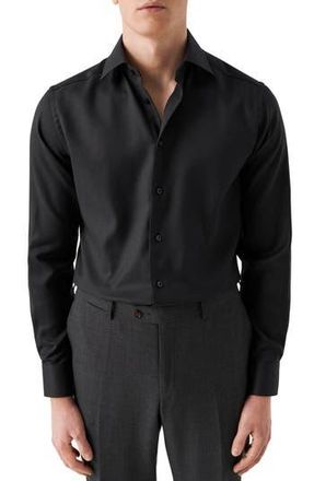 Eton Contemporary Fit Twill Dress Shirt in Black at Nordstrom Rack, Size 17.5 - R